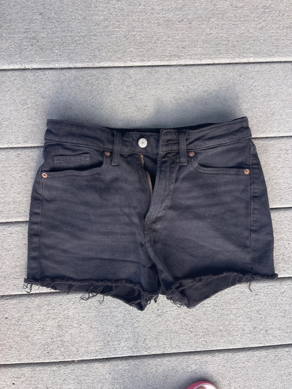 Old Navy Black Frayed Hem High-Rise Denim Shorts